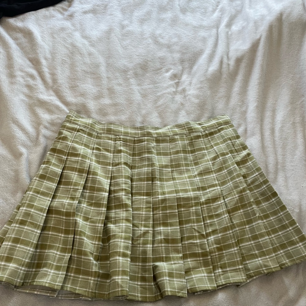 Green plaid skort